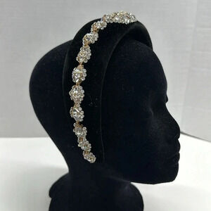 Daniela Forster Headband Jeweled Rhinestone Jewel Velvet Black Silver Vintage OS